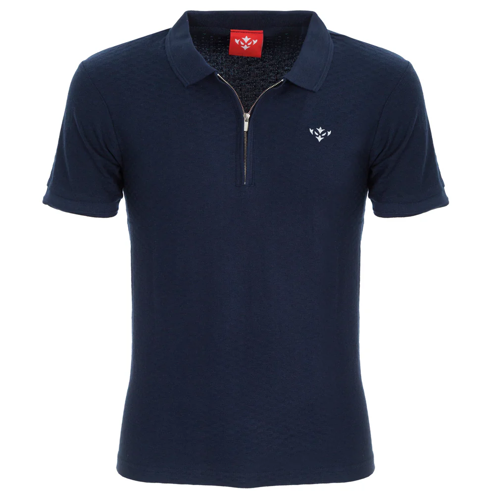 NAVY ICON ZIP POLO