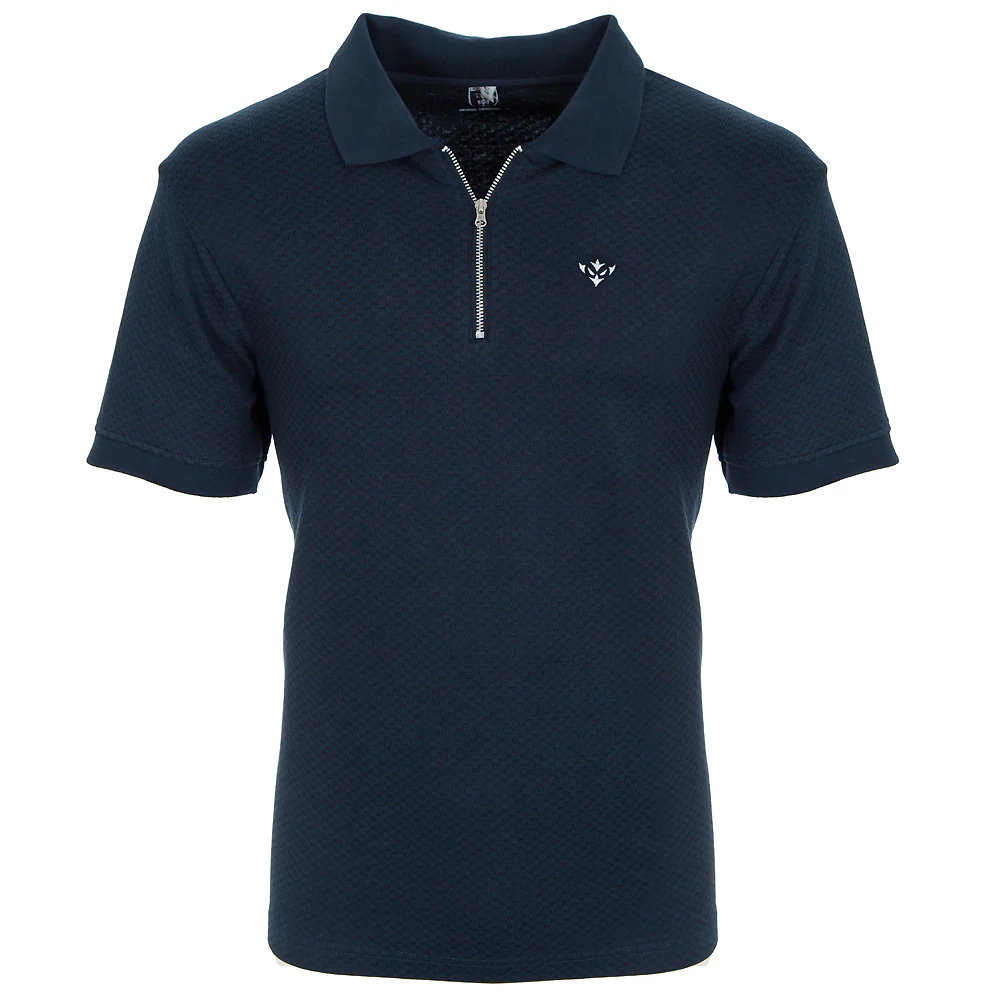 NAVY ICON TEXTURED ZIP POLO