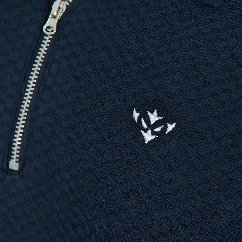 NAVY ICON TEXTURED ZIP POLO - Image 2