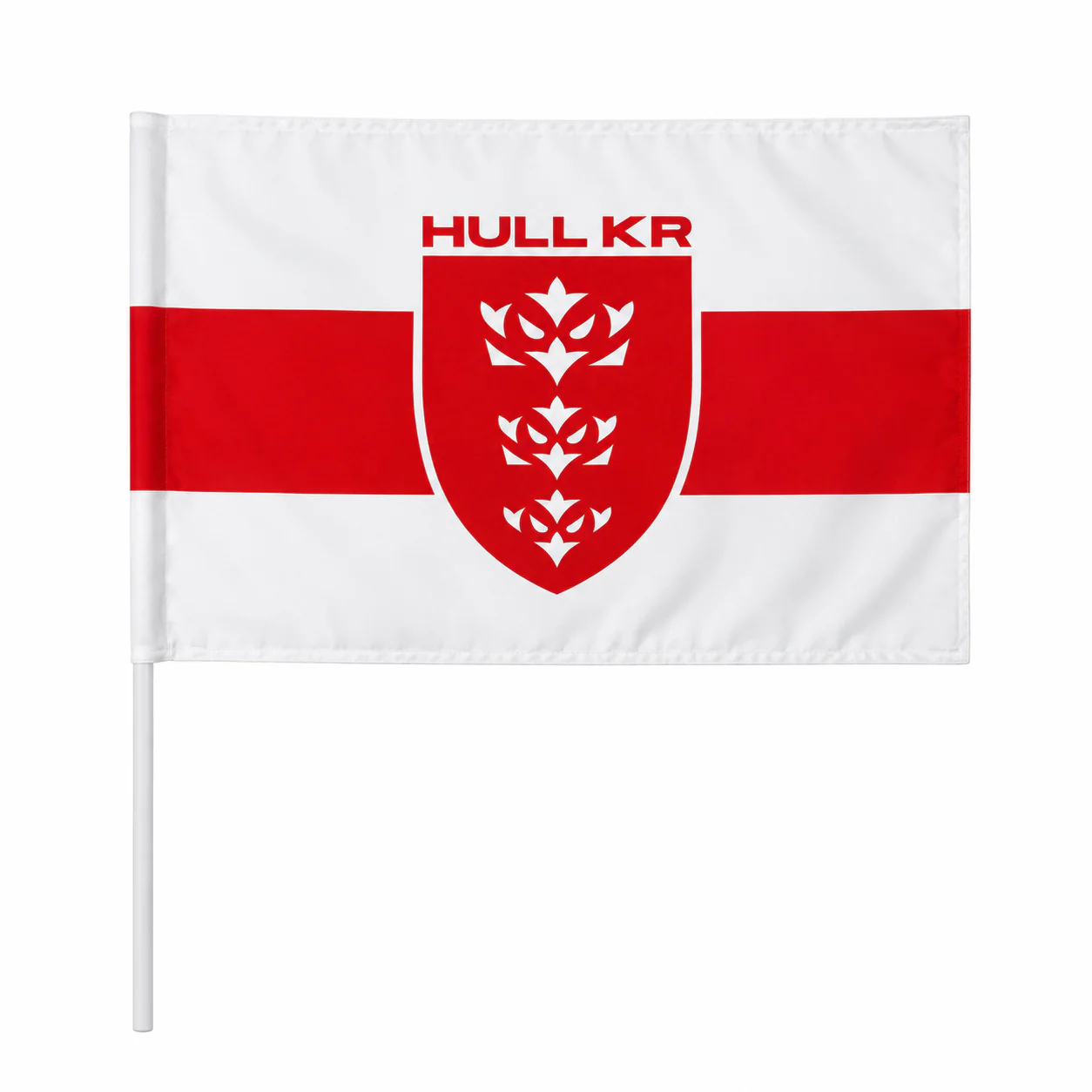 WHITE BAND CREST HAND WAVING FLAG